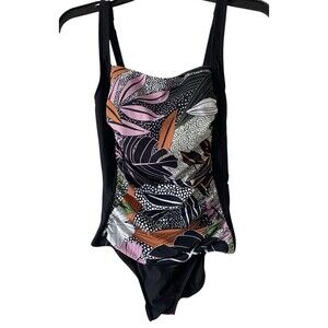Seekers Essentials Swimsuit Size 10 Multicolor One Piece Tummy Control Ruched NW